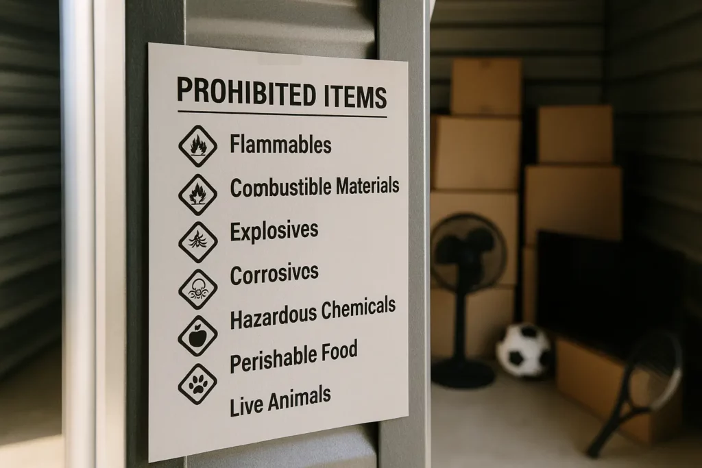 Storage Rules - What is not allowed in a storage unit?