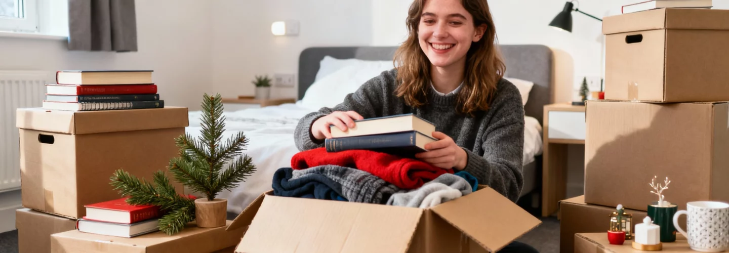 Student self-storage tips, sizes and cost | Student packing belongings at student accommodation